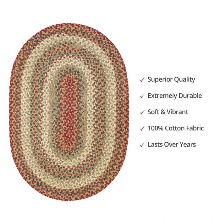 Homespice Decor Cotton Braided Pumpkin Pie Red 403162 4 ft. X 6 ft. Oval Rug
