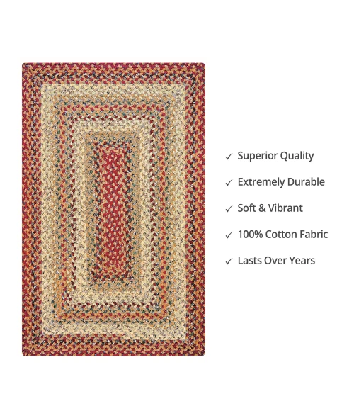 Homespice Decor Cotton Braided Pumpkin Pie Red 410160 27 in. X 45 in. Rect Rug