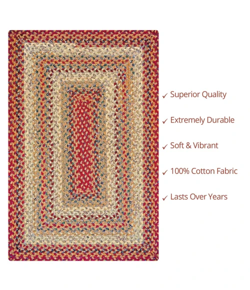 Homespice Decor Cotton Braided Pumpkin Pie Red 454164 20 in. X 30 in. Rect Rug