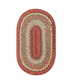 Homespice Decor Cotton Braided Pumpkin Pie Red 400161 27 in. X 45 in. Oval Rug