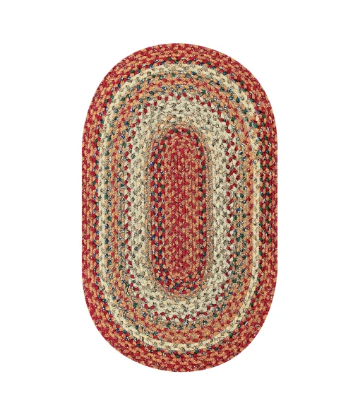 Homespice Decor Cotton Braided Pumpkin Pie Red 400161 27 in. X 45 in. Oval Rug