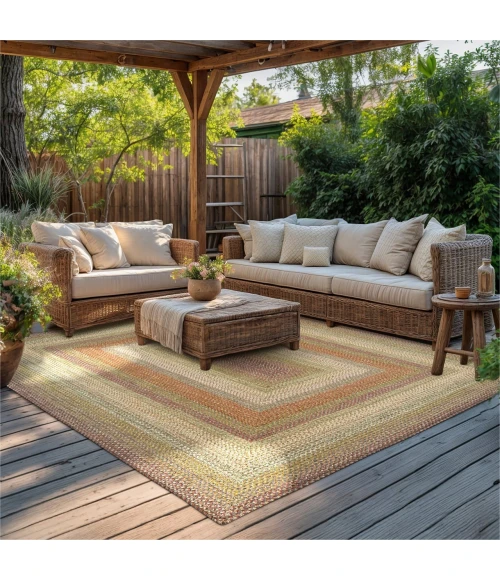 Homespice Decor Ultra Durable Braided Rug Multicolor Rainforest 10in. x 10in. Rect. Rug
