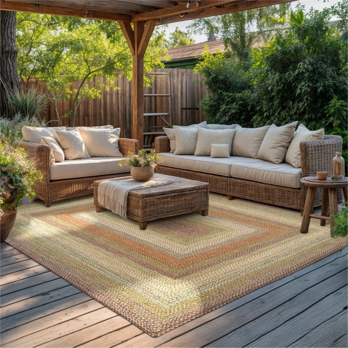 Homespice Decor Ultra Durable Braided Rainforest Green 314161 5 ft. X 8 ft. Rect Rug