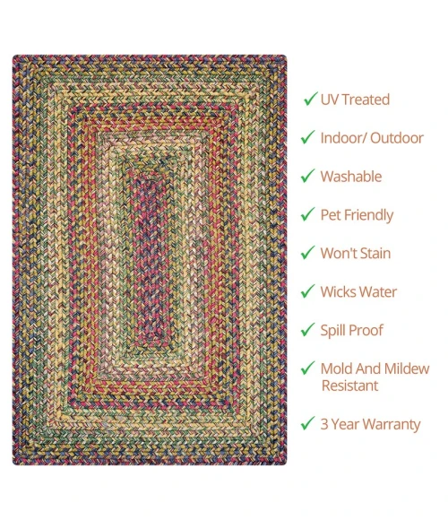 Homespice Decor Ultra Durable Braided Rainforest Green 322166 20 in. X 30 in. Rect Rug