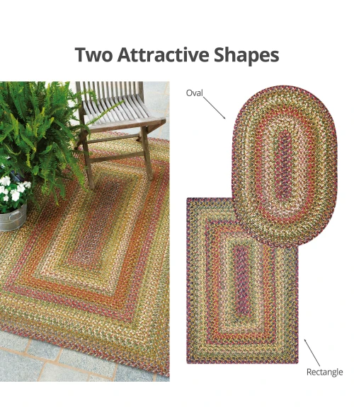 Homespice Decor Ultra Durable Braided Rainforest Green 303165 4 ft. X 6 ft. Oval Rug