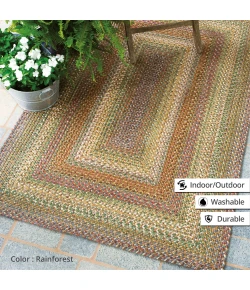 Homespice Decor Ultra Durable Braided Rainforest Green 303165 4 ft. X 6 ft. Oval Rug