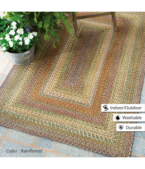 Homespice Decor Ultra Durable Braided Rainforest Green 303165 4 ft. X 6 ft. Oval Rug