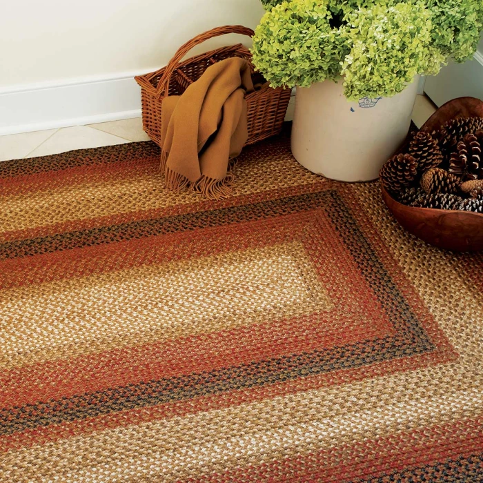 Homespice Decor Jute Braided Russett Beige 502049 27 in. X 45 in. Oval Rug
