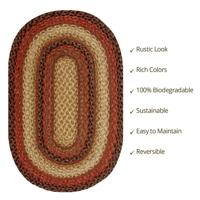Homespice Decor Jute Braided Russett Beige 505040 6 ft. X 9 ft. Oval Rug