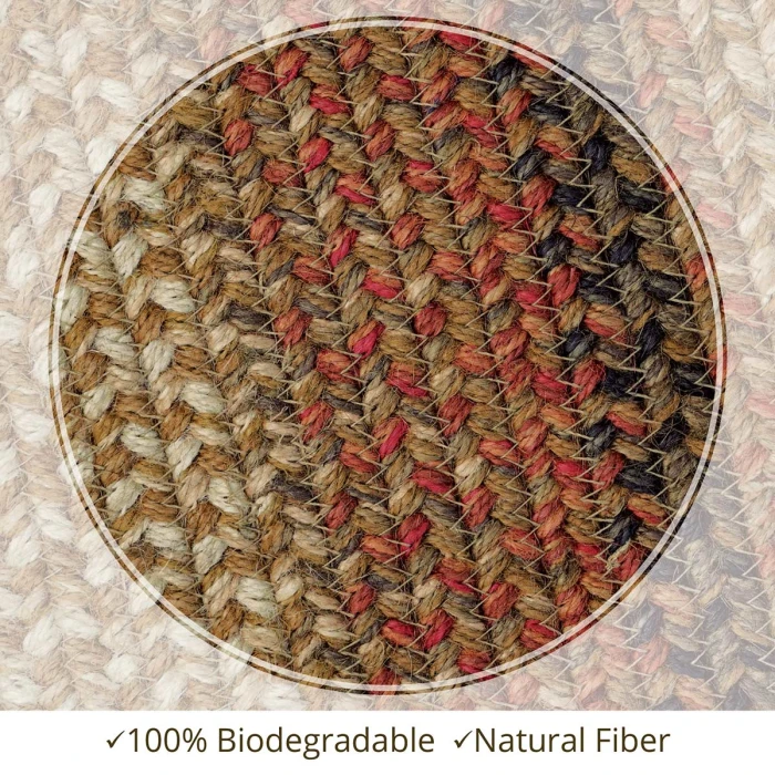 Homespice Decor Jute Braided Russett Beige 502049 27 in. X 45 in. Oval Rug