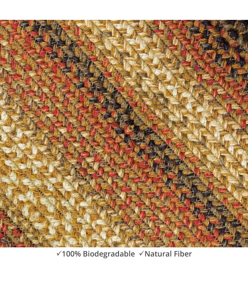 Homespice Decor Jute Braided Russett Beige 501042 20 in. X 30 in. Oval Rug