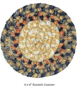 Homespice Decor Jute Braided Accessories Russett Beige 240001PS 4 in. Set of 6 Round Rug