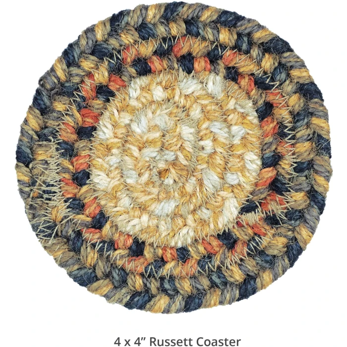 Homespice Decor Jute Braided Accessories Russett Beige 240001PS 4 in. Set of 6 Round Rug