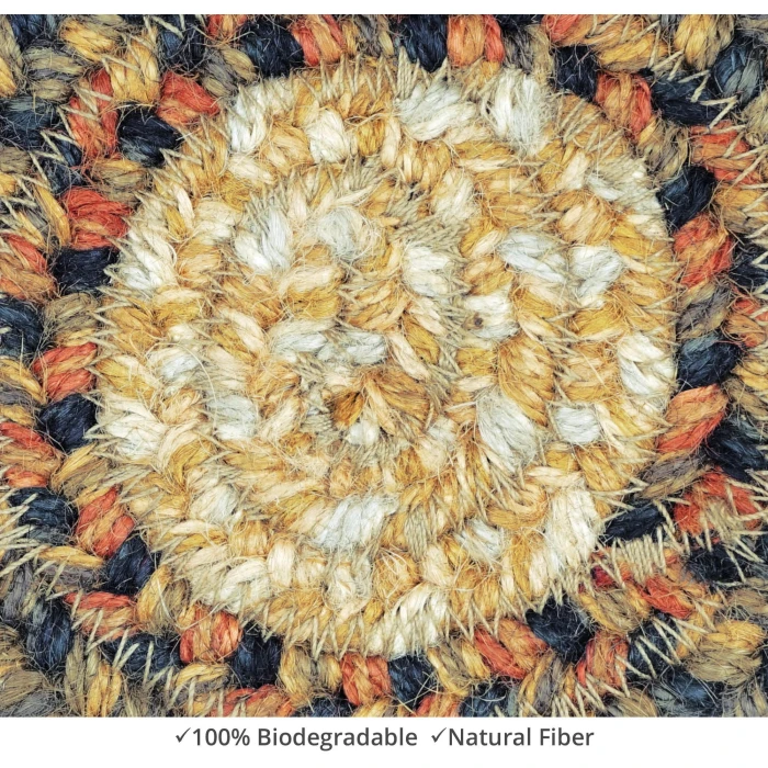 Homespice Decor Jute Braided Accessories Russett Beige 240001PS 4 in. Set of 6 Round Rug
