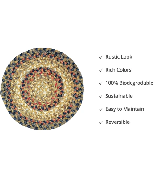 Homespice Decor Jute Braided Accessories Russett Beige 240017PS 8 in. Set of 3 Round Rug