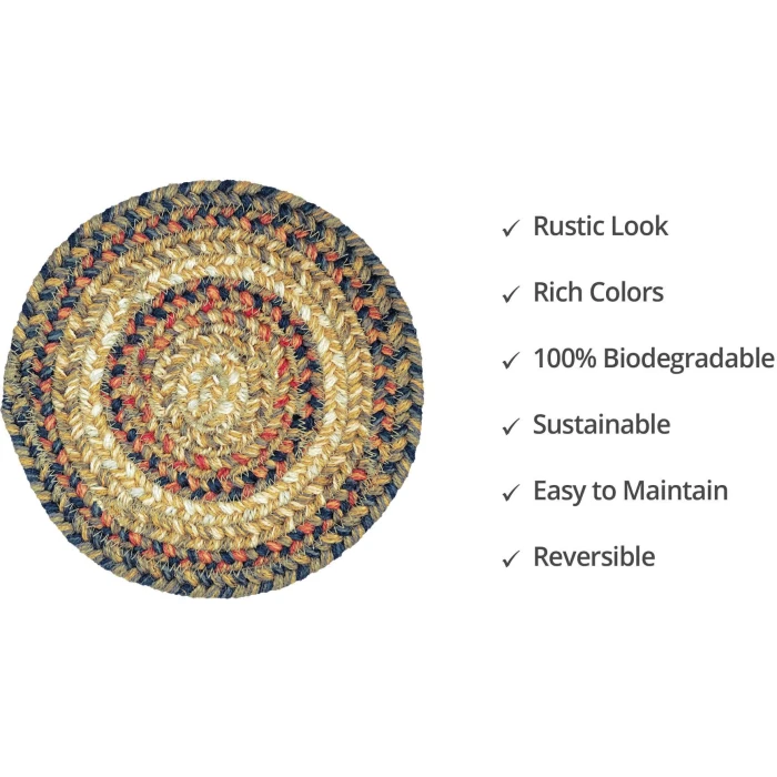Homespice Decor Jute Braided Accessories Russett Beige 240017PS 8 in. Set of 3 Round Rug