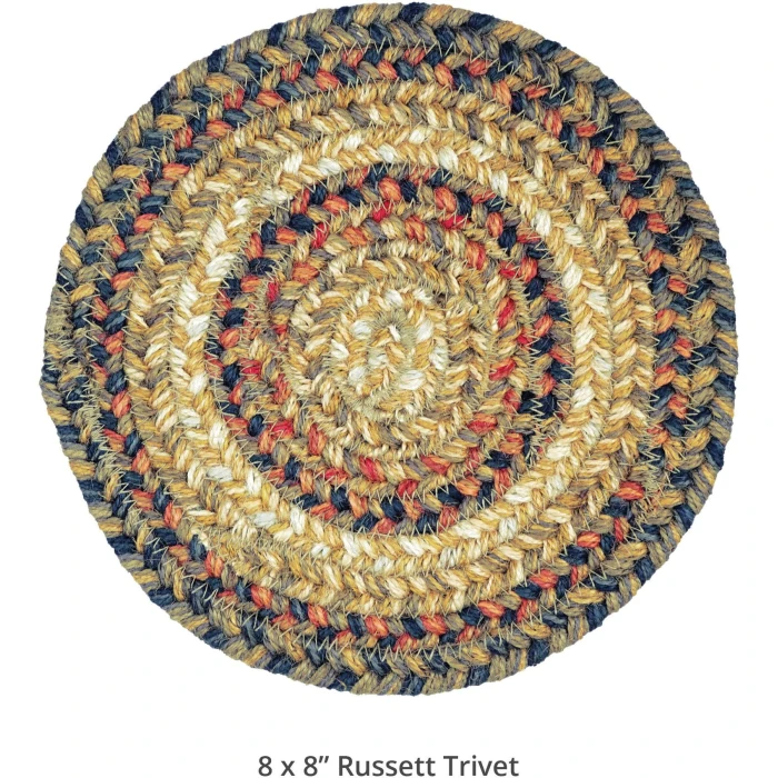 Homespice Decor Jute Braided Accessories Russett Beige 240017PS 8 in. Set of 3 Round Rug
