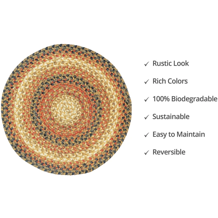 Homespice Decor Jute Braided Accessories Russett Beige 240165PS 15 in. Set of 6 Round Rug