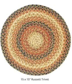Homespice Decor Jute Braided Accessories Russett Beige 240035PS 15 in. Set of 2 Round Rug