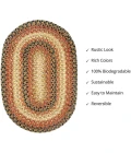 Homespice Decor Jute Braided Accessories Russett Beige 240049PS 13 in. X 19 in. Set of 4 Oval Rug