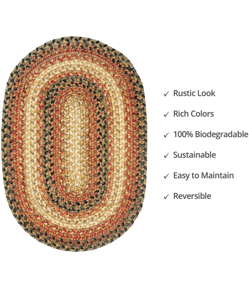 Homespice Decor Jute Braided Accessories Russett Beige 240049PS 13 in. X 19 in. Set of 4 Oval Rug