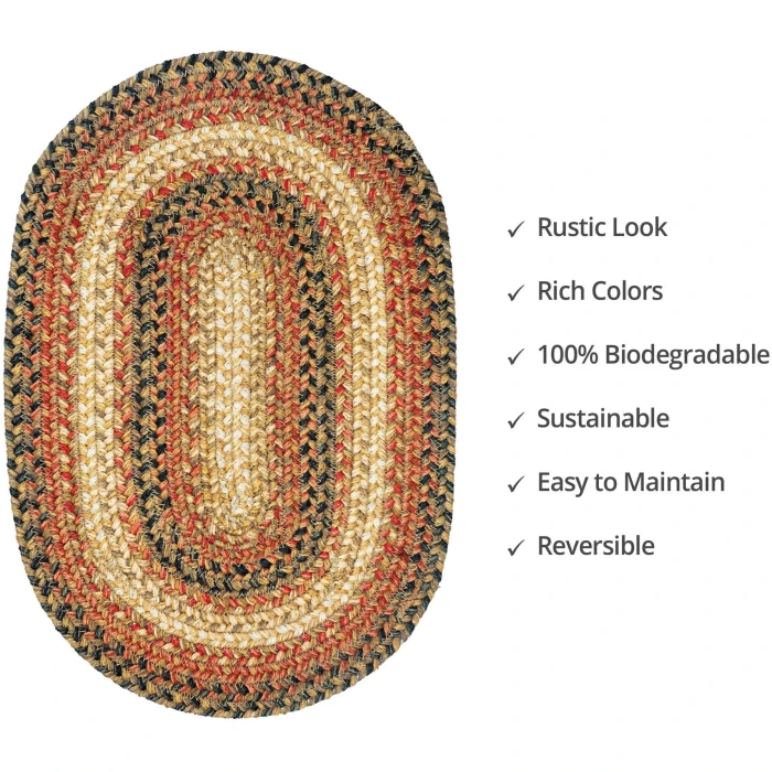 Homespice Decor Jute Braided Accessories Russett Beige 240049PS 13 in. X 19 in. Set of 4 Oval Rug