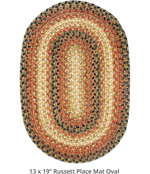 Homespice Decor Jute Braided Accessories Russett Beige 240049PS 13 in. X 19 in. Set of 4 Oval Rug