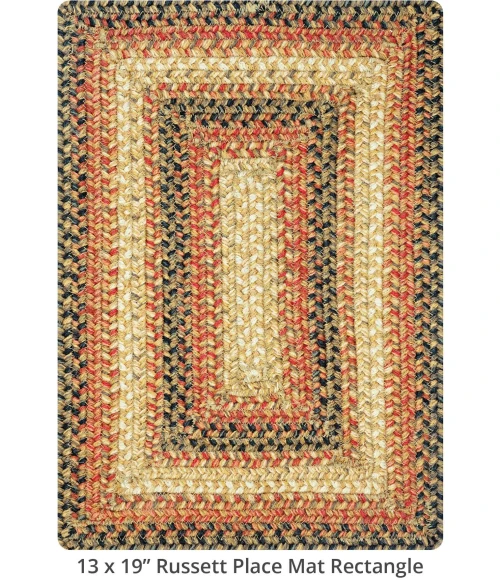 Homespice Decor Jute Braided Accessories Russett Beige 240065PS 13 in. X 19 in. Set of 4 Rect Rug