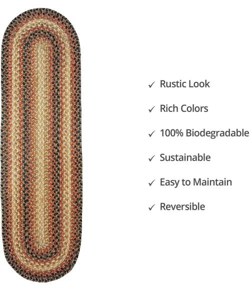 Homespice Decor Jute Braided Accessories Russett Beige 240125PS 8 in. X 28 in. Set of 13 Oval Rug