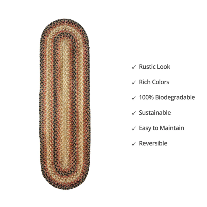 Homespice Decor Jute Braided Accessories Russett Beige 571045 11 in. X 36 in. Oval Rug
