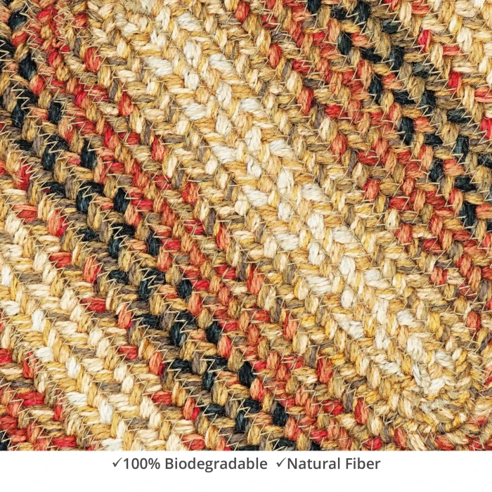 Homespice Decor Jute Braided Accessories Russett Beige 571045 11 in. X 36 in. Oval Rug