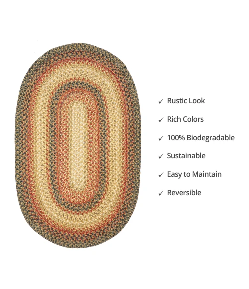 Homespice Decor Jute Braided Russett Beige 501042 20 in. X 30 in. Oval Rug