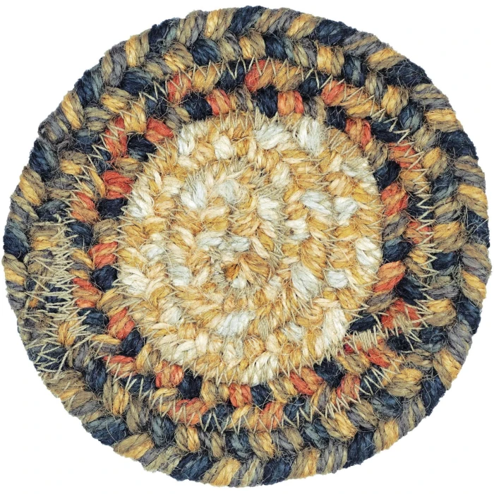 Homespice Decor Jute Braided Accessories Russett Beige 240001PS 4 in. Set of 6 Round Rug