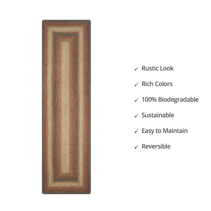 Homespice Decor Jute Braided Russett Beige 519047 22 in. X 72 in. Rect Rug