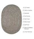 Homespice Decor Ultra Durable Braided Slate Light Grey 321565 20 in. X 30 in. Oval Rug