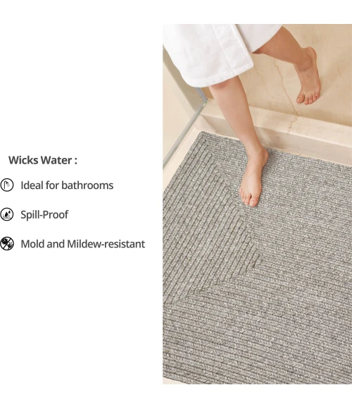 Homespice Decor Ultra Durable Braided Slate Light Grey 306562 8 ft. X 10 ft. Oval Rug