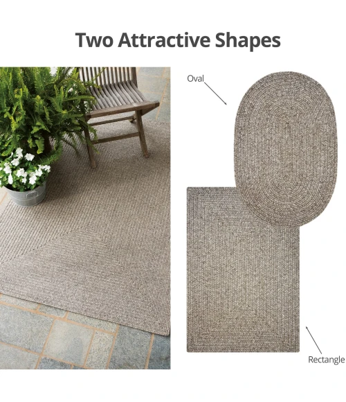 Homespice Decor Ultra Durable Braided Slate Light Grey 306562 8 ft. X 10 ft. Oval Rug