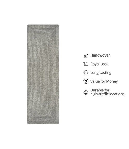 Homespice Decor Ultra Durable Braided Slate Light Grey 329561 22 in. X 72 in. Rect Rug