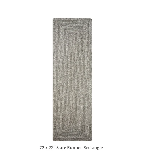 Homespice Decor Ultra Durable Braided Slate Light Grey 329561 22 in. X 72 in. Rect Rug