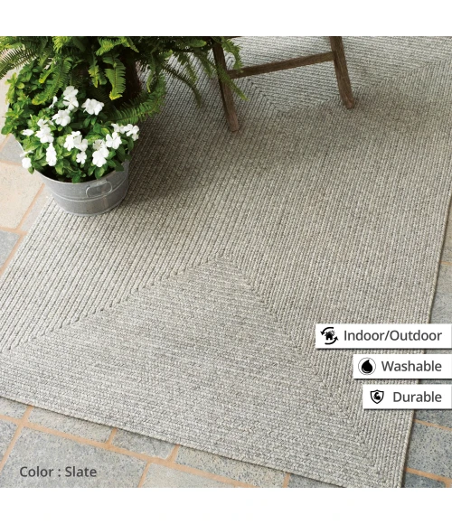 Homespice Decor Ultra Durable Braided Slate Light Grey 306562 8 ft. X 10 ft. Oval Rug