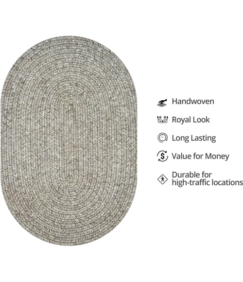 Homespice Decor Ultra Durable Braided Slate Light Grey 306562 8 ft. X 10 ft. Oval Rug