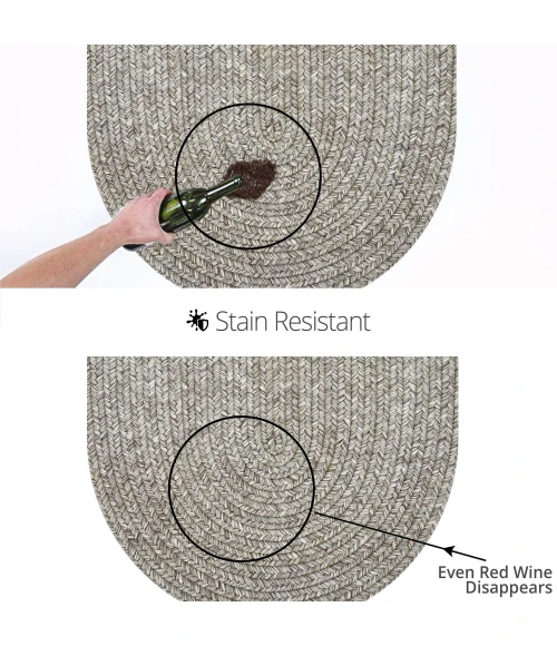 Homespice Decor Ultra Durable Braided Slate Light Grey 306562 8 ft. X 10 ft. Oval Rug