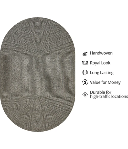 Homespice Decor Ultra Durable Braided Smoke Grey, Brown 321688 20 in. X 30 in. Oval Rug