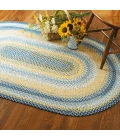 Homespice Decor Cotton Braided Sunflowers Blue 406316 8 ft. X 10 ft. Oval Rug