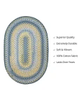 Homespice Decor Cotton Braided Sunflowers Blue 406316 8 ft. X 10 ft. Oval Rug