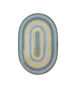 Homespice Decor Cotton Braided Sunflowers Blue 406316 8 ft. X 10 ft. Oval Rug