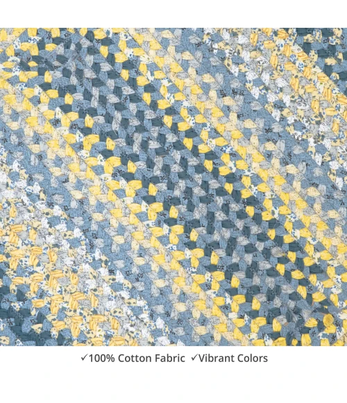 Homespice Decor Cotton Braided Sunflowers Blue 406316 8 ft. X 10 ft. Oval Rug