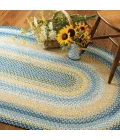 Homespice Decor Cotton Braided Sunflowers Blue 415318 6 ft. X 9 ft. Rect Rug
