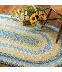 Homespice Decor Cotton Braided Sunflowers Blue 415318 6 ft. X 9 ft. Rect Rug