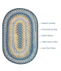 Homespice Decor Cotton Braided Sunflowers Blue 453310 20 in. X 30 in. Oval Rug